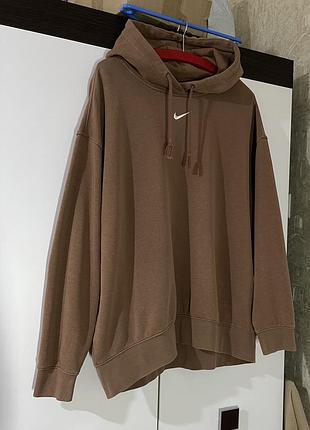 Флісова толстовка найк, худі найк, коричневе худі від nike