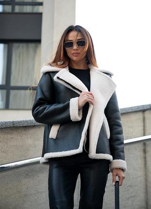 Зимова дублянка на хутрі з кишенями, жіноча дублянка на зиму з хутром, berez