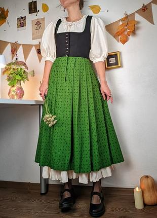 Сарафан вінтажний міді вовна на гудзиках зелений бавовна броварський австрія s m кишеня сукня