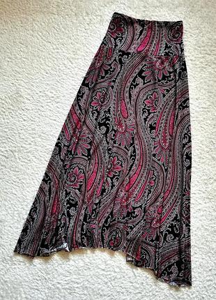 Юбка макси трикотаж yendi длинная ассиметричная  юбка слип трикотаж масло