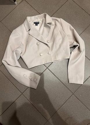 M s пиджак жакет піджак жіночий  кроп топ  вкорочений укороченный бєжевий бежевый