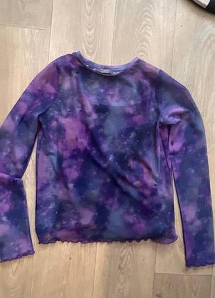 Xs xxs принт космос кроп топ кроптоп вкорочений з сіточкою