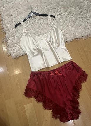 Пижама атласная с шортами шелковистая большой размер атласна піжама з шортами шовковиста великий розмір