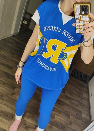 Домашний костюм пижама футболка лосины
