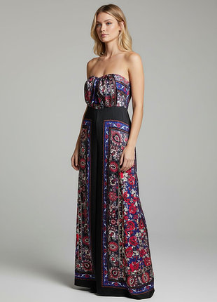 Шикарное длинное платье-сарафан из шелка в принт monsoon