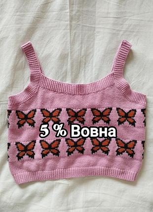 5% вовна, в'язаний рожевий короткий жилет, levis, m, 🩷