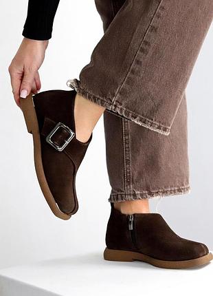 Туфлі "belle " жіночі замша фліс шоколад 25374