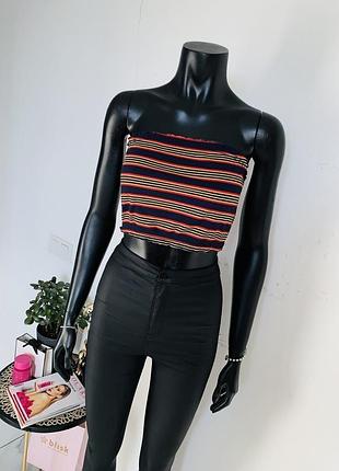 Топ-бандо в полоску new look 🌈 без бретелей, трикотажный, эластичный, размер 38 (m)