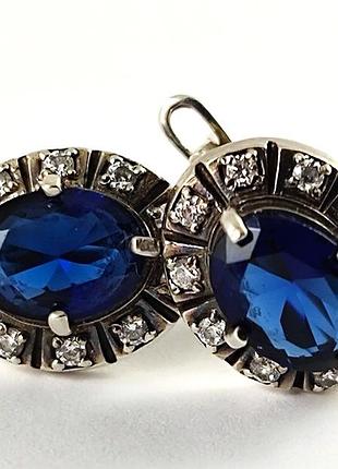 Серебряные сережки с камнями. 925 проба.