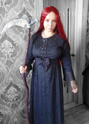 Карнавальний костюм відьми, жнець смерті, чорна сукня, довга сукня, платье