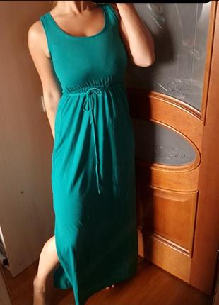 Женское летнее макси-платье бирюзового цвета