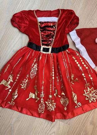 Новорічний костюм санти для дівчинки f&f з колготками та капелюхом