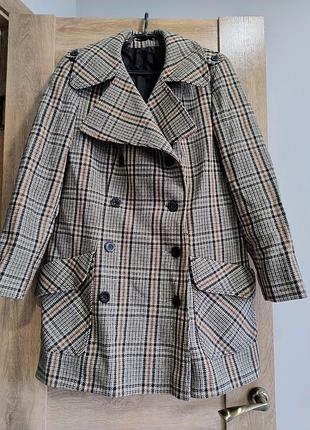 Английское шерстяное пальто в клетку