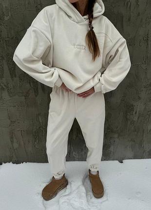 Вельветовый теплый спорт костюм худи с капюшоном флис