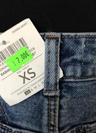 Новая джинсовая юбка карандаш рваный край 6