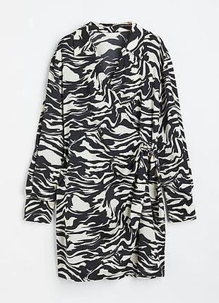 Чорно біле плаття сукня міні на запах принт зебра тваринний принт