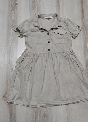 Красивое легкое платье х/б, платье-рубашка h&m на 7-9 лет