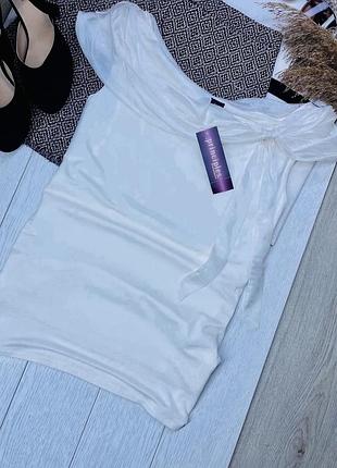 Нова біла блуза l блуза з шовковою вставкою класична блуза базова блуза