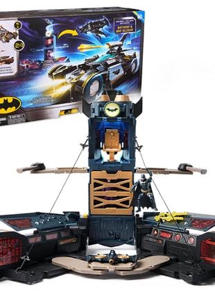 Dc comics batman, ігровий набір «неймовірний трансформер бетмобіля», ігровий набір 2-в-1 з ексклюзивною фігуркою та планером, світлом, звуками, дитячі
