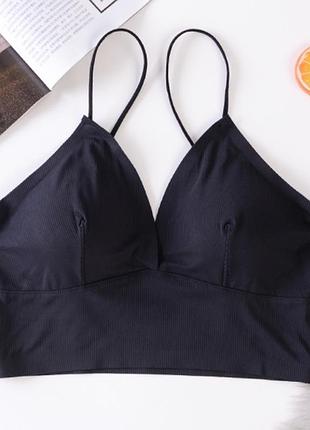 Жіноча спідня білизна чорний бюстгалтер топ в рубчик 1/032