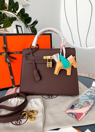 💎new💎брендовая женская сумка♥️♥️♥️с логотипом, kelly 25 chocolate gold