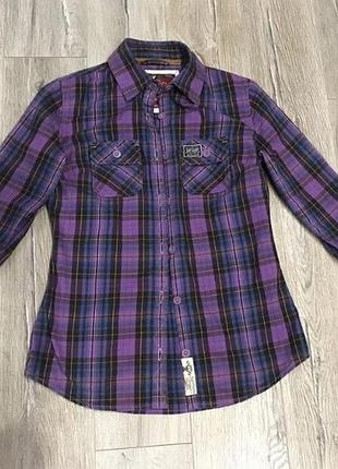 💜 яскрава сорочка super dry c xc в клітинку оригінал