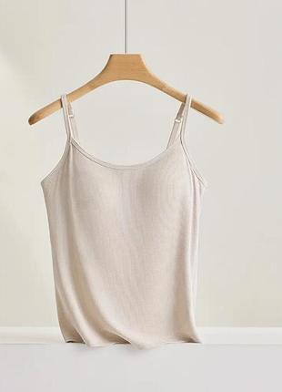 Жіноча майка у рубчик з вшитими чашечками модал