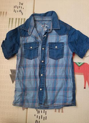 Сорочка 110/116 джинсова з коротким рукавом