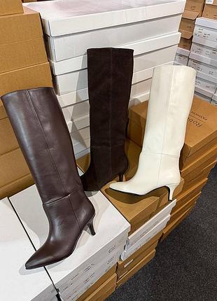 Сапоги стильные женские натуральная кожа/замша внутри байка