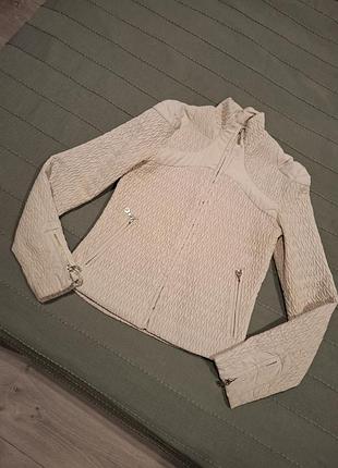 Куртка демісезонна коротка жіноча бежева , s,xs