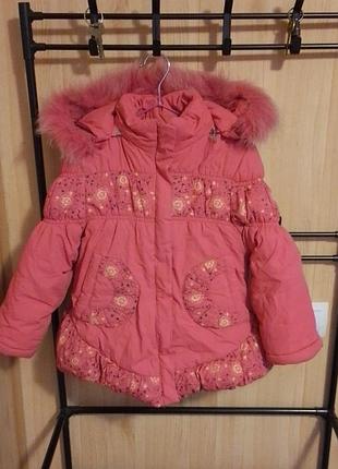 Теплая зимняя куртка на девочку 3-5 лет