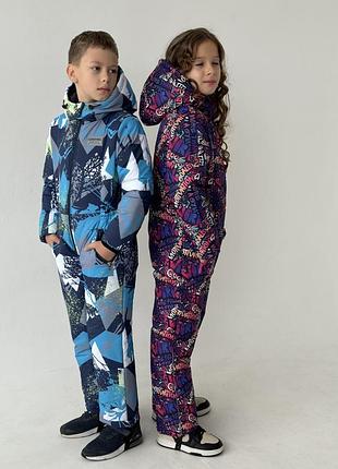 Зимовий суцільний комбінезон гори, розмір від 116 до 140