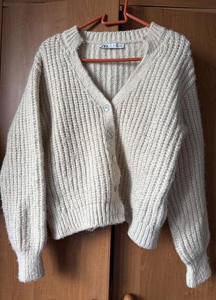 Кардиган жіночий zara молочний
