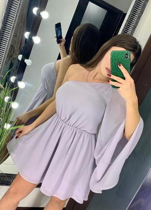 👗очаровательное сиреневое свободное короткое платье/лёгкое летнее платье на одно плечо👗