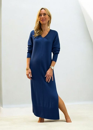 Платье макси бирюзово- синее, кашемир 100..notshy