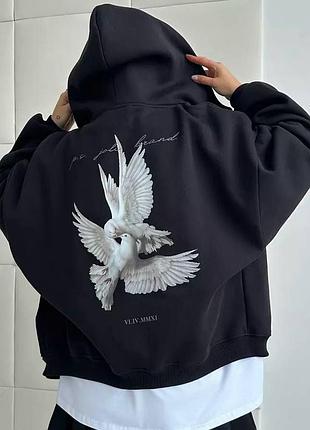 Худи женское утепленное принт на спине