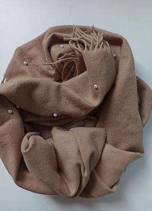 Большой бежевый шарф флис
