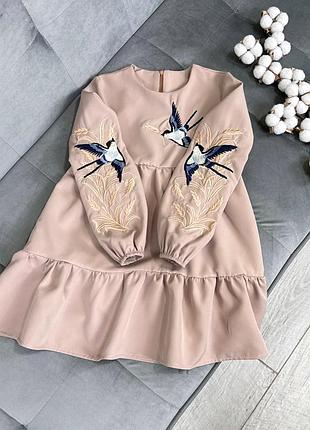 Платье ласточки 3, вышитое