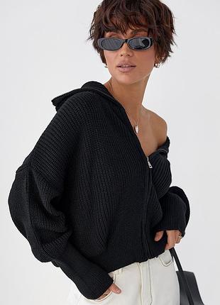 В'язаний жіночий кардиган на блискавці