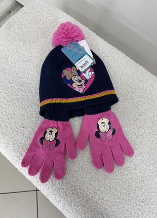 Новий комплект мікі шапочка + рукавички