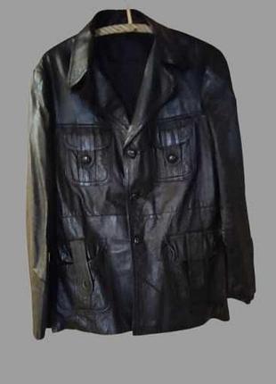 Эксклюзив! винтажный кожаный пиджак / куртка-сафари