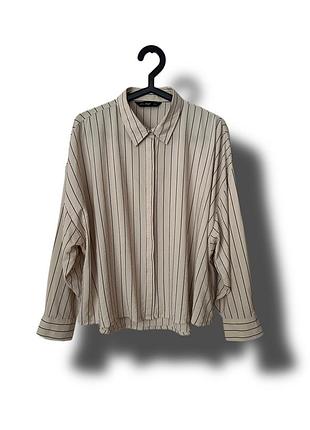 Нова красивезна оверсайз сорочка в смужку 🤎 без паперової етикетки, сток.