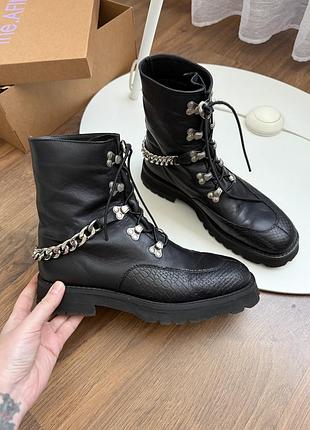 Кожанные черные ботинки 41 р