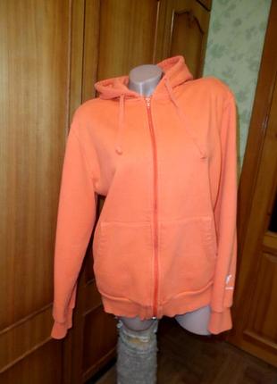 Теплая кофта beefy sweat m-l на толстой махровке с капюшоном на молнии 80% коттон