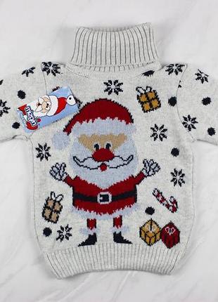 Дитячий новорічний светр з пандами бежевий вовняний під горло для хлопчика турція в'язаний