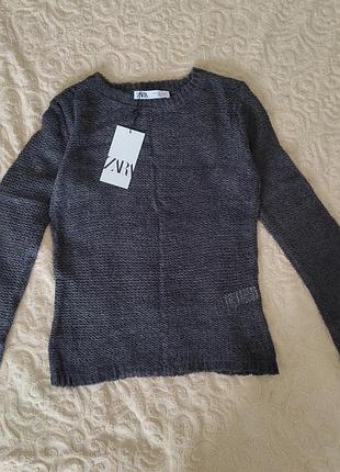 Свитшот связан серо-синий zara s