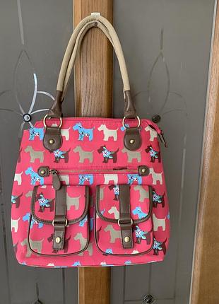 Рожева сумка- тоут з принтом собак
