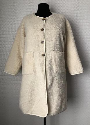 Тонкое пальто под овчину от made in italy, размер xl-xxl