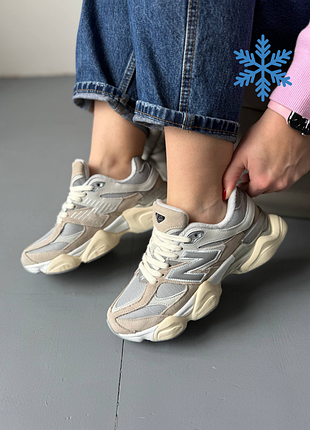 Теплі кросівки new balance 9060 grey beige термо
