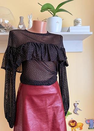Нарядна чорна блуза-сіточка з блискітками ✨